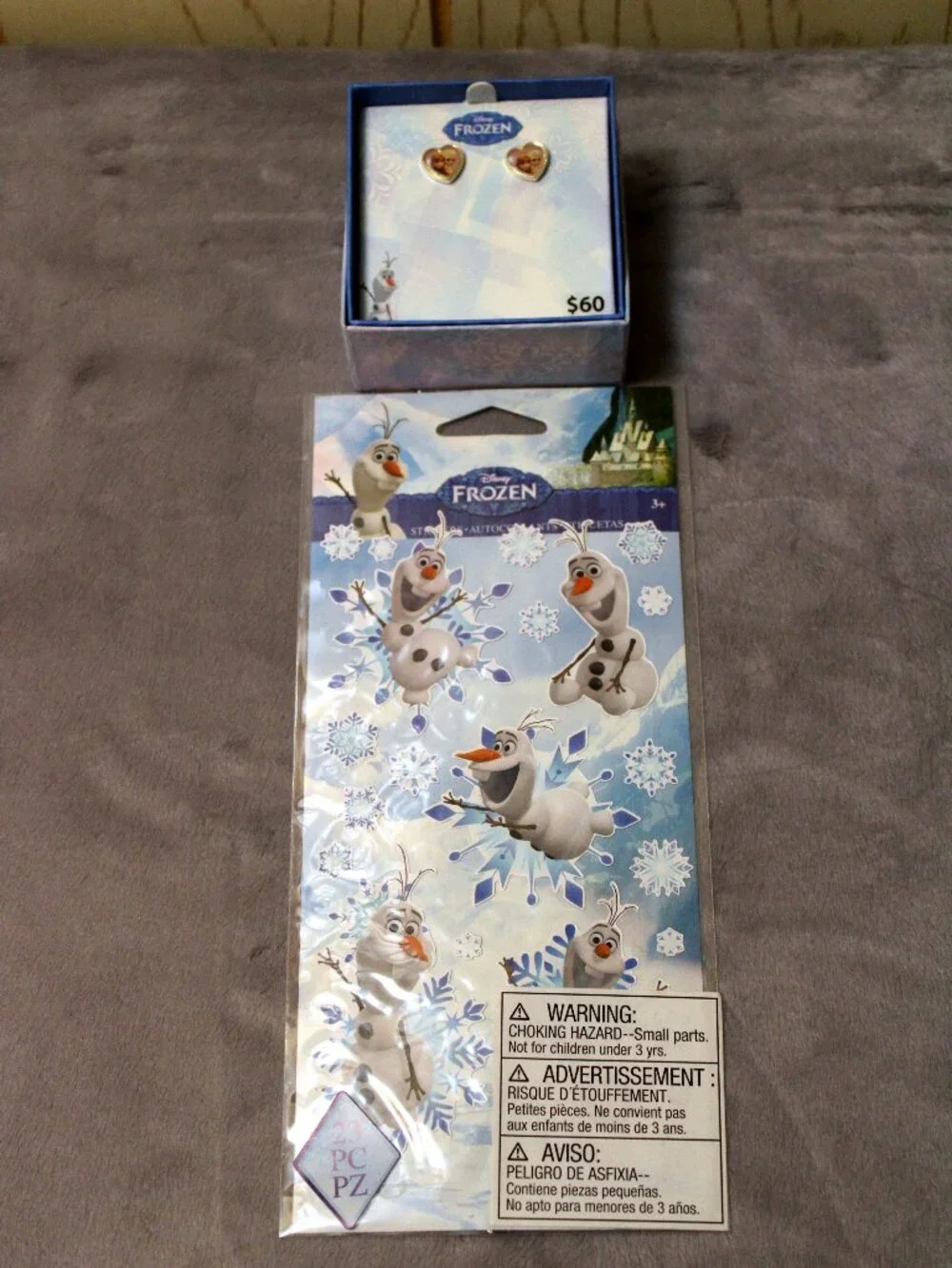 Disney Frozen Fine Silver Plated Earrings with Stickers - NIB